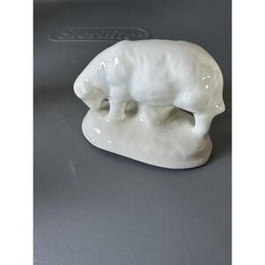 Nativity Sheep White Glossy‎ Ceramic Christmas Figurine Vtg